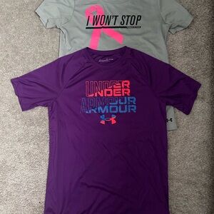 2 Set Under Armour Purple & Grey Graphic T-Shirt